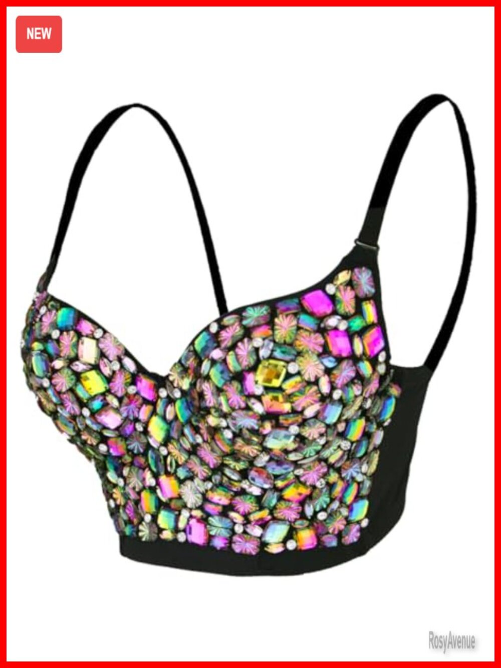 Iridescent Rhinestone Bustier Top Sexy Club Party Sparkling Corset